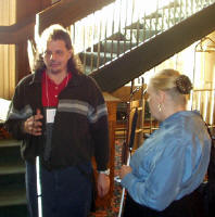 Terry and Anna in the hotel lobby